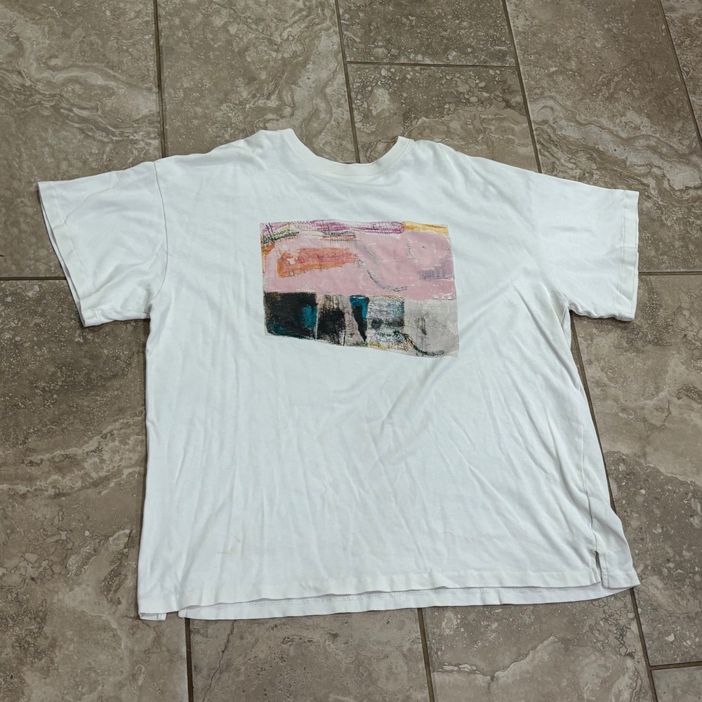 Madewell x Nicole DStorm Abstract Art Graphic Tee White XL N0489